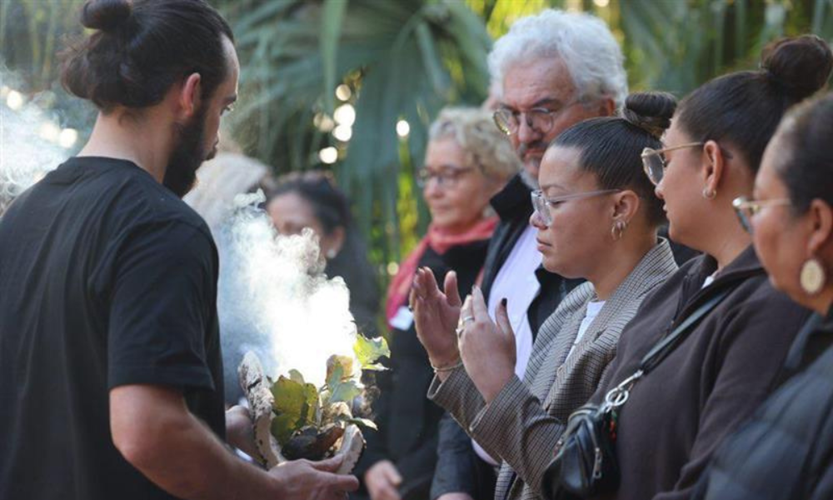 Fred Hollows Foundation Advocacy employee Telanie pictured during the welcome smoke ceremony