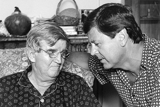 TV presenter and friend Ray Martin with Fred Hollows shortly before he passed away in January 1993. 