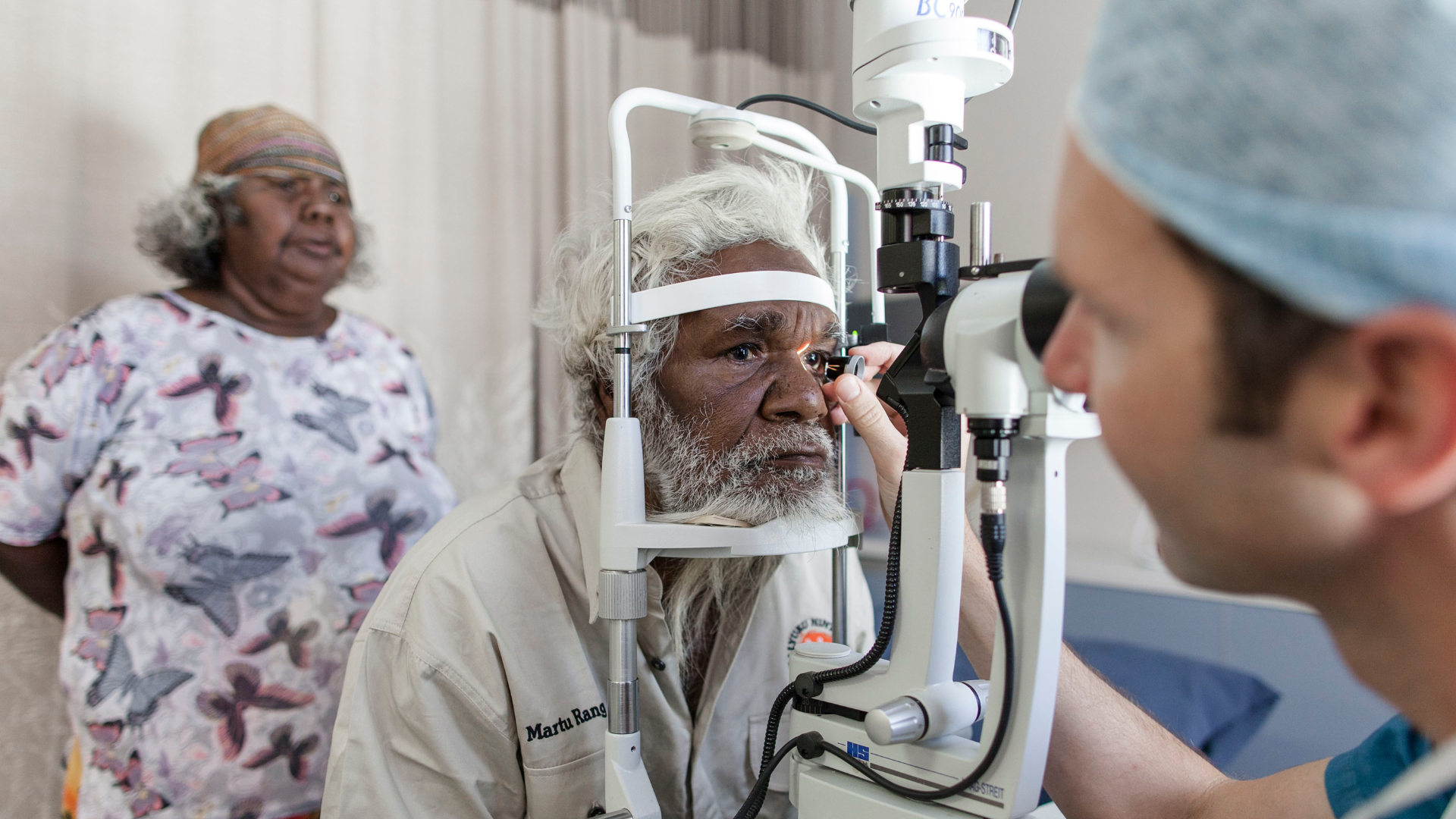 Yanjami having his eyes tested