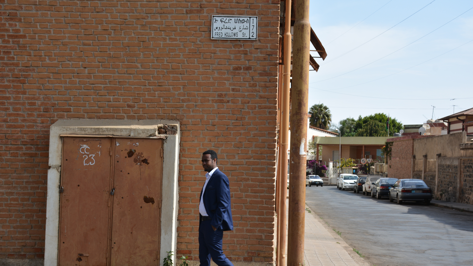 A man walking past Fred Hollows street in the Eritrea capital, Asmara