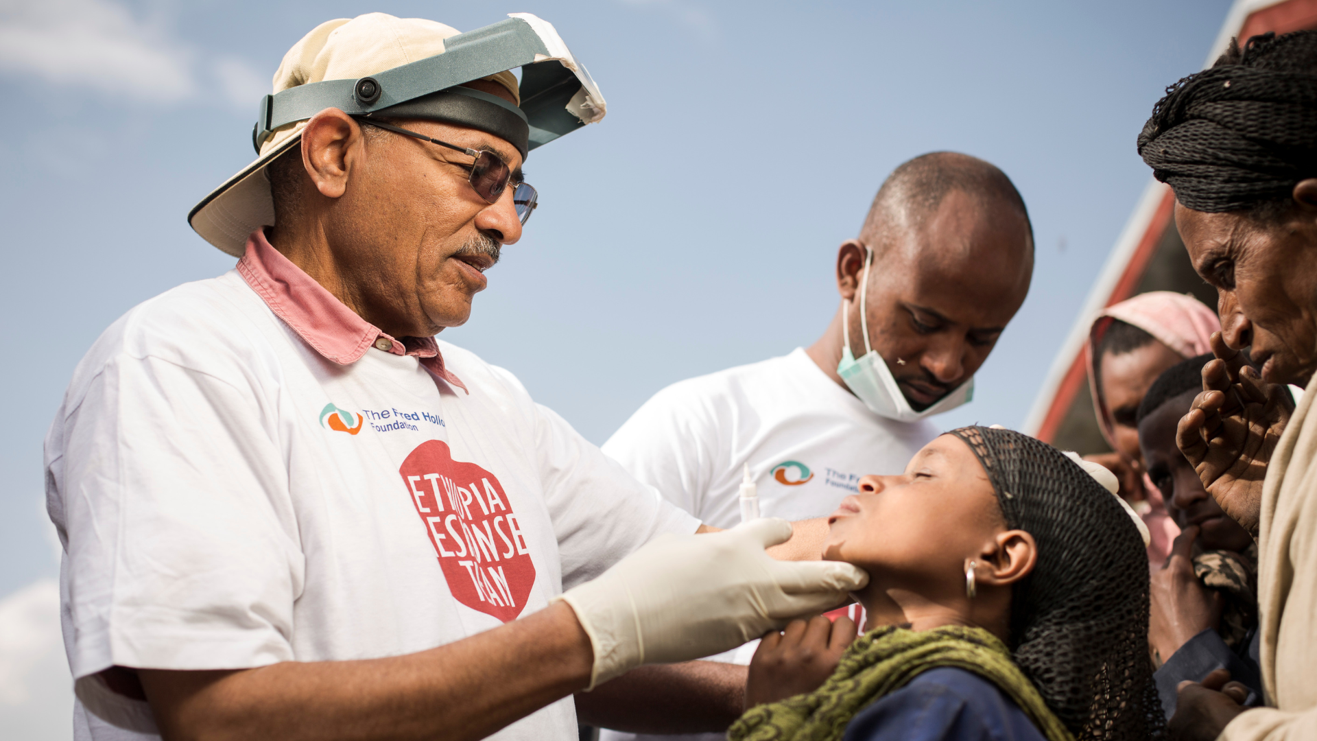 Dr Wondu Alemayehu examining a patients eyes for Trachoma in Ethiopia